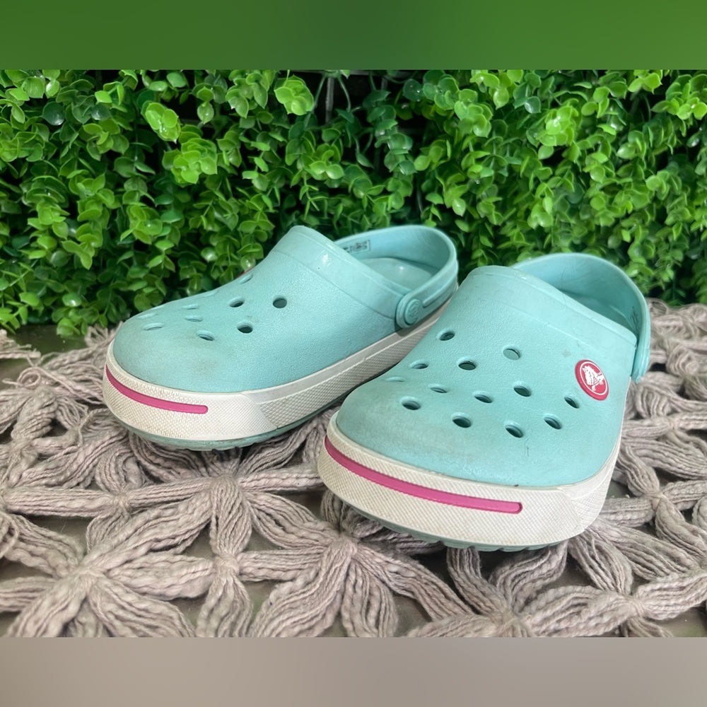 Crocs Kids Crocband Clogs Ice Blue and Candy Pink Size C12 C13 - Picture 4 of 10